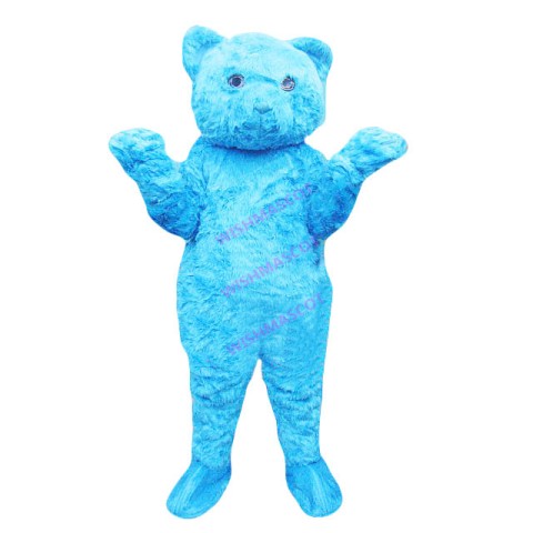 Messy Blue Bear Mascot Costume