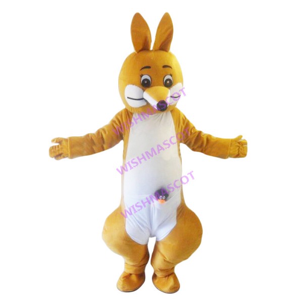 Kangaroo Mother With Baby In Pocket Mascot Costume