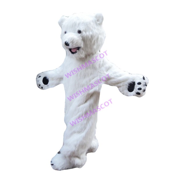Comfortably Strolling White Bear Mascot Costume