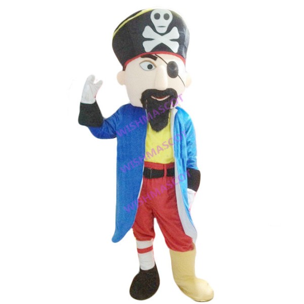 Skeleton One-eyed Pirate Mascot Costume