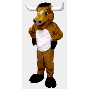 Proud Buffalo With White Horns Mascot Costume