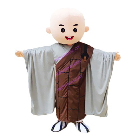 Young Monk In Robe Mascot Costume