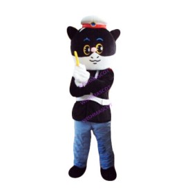 Brave Black Cat Sheriff Mascot Costume