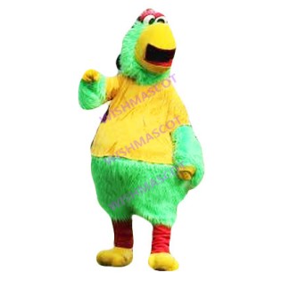 Surprised Green Chicken Mascot Costume
