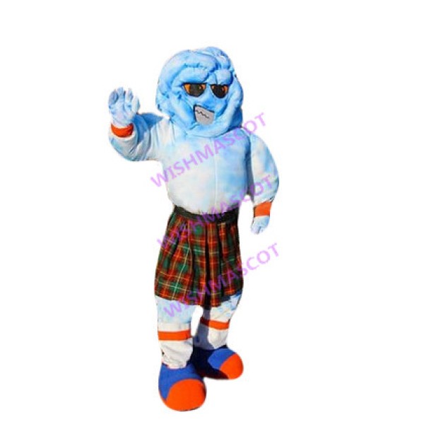 Rock Monster Wearing British Skirt Mascot Costume