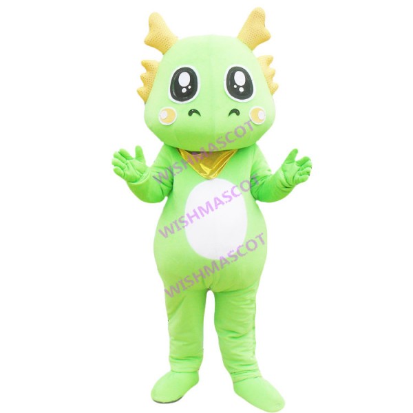 Golden Horn Green Dragon Mascot Costume