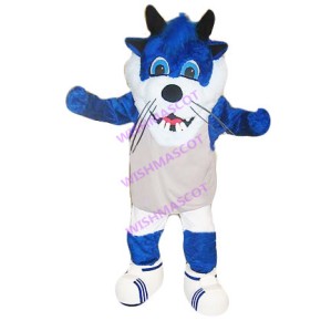 Blue Sports Tiger Mascot Costume With Horns