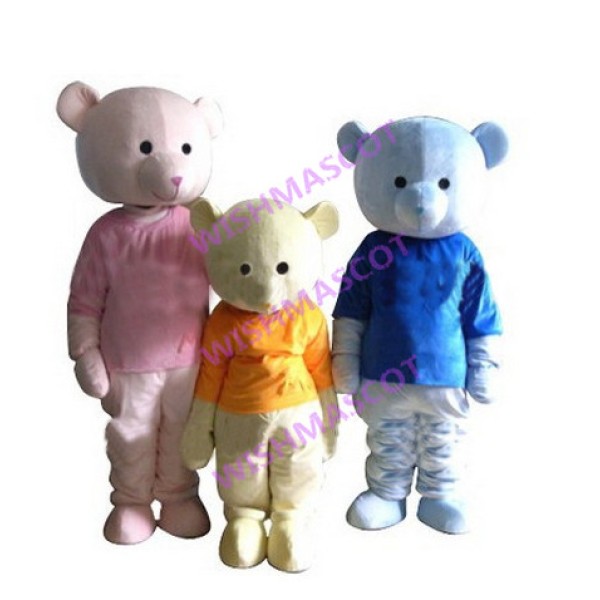 Brightly Colored Bear Family Mascot Costume