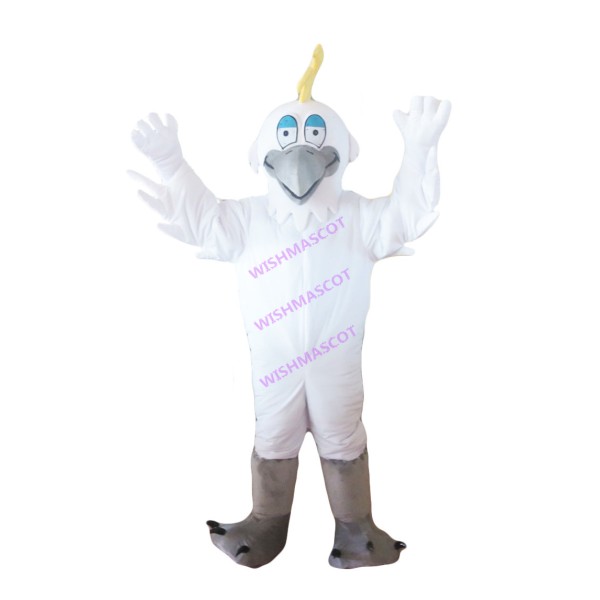 White Bird With Blue Eyelids Mascot Costume