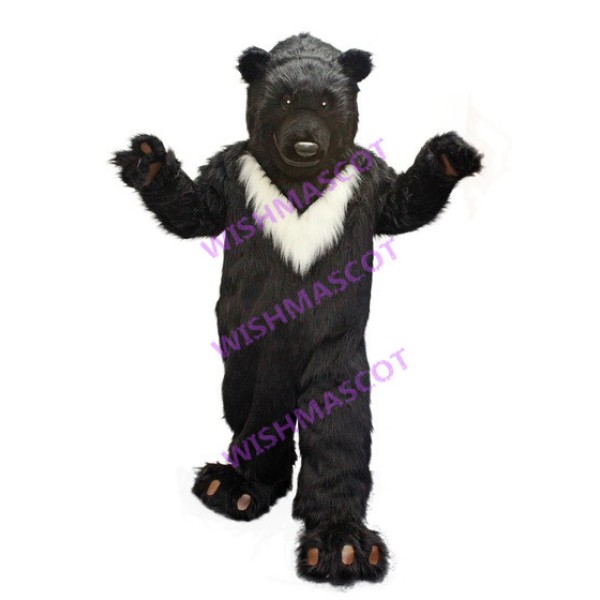 Huge Black Bear Mascot Costume In Forest