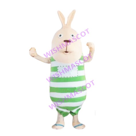 Jailbreak Rabbit In Prison Uniform Mascot Costume