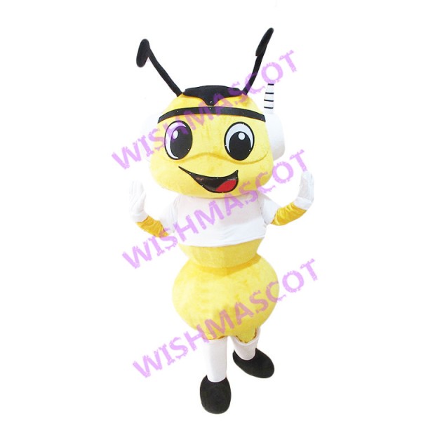 Talking Bee With Headset Mascot Costume