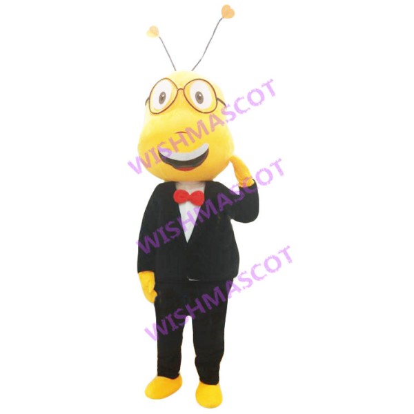 Peaceful Bee Wearing Suit Mascot Costume