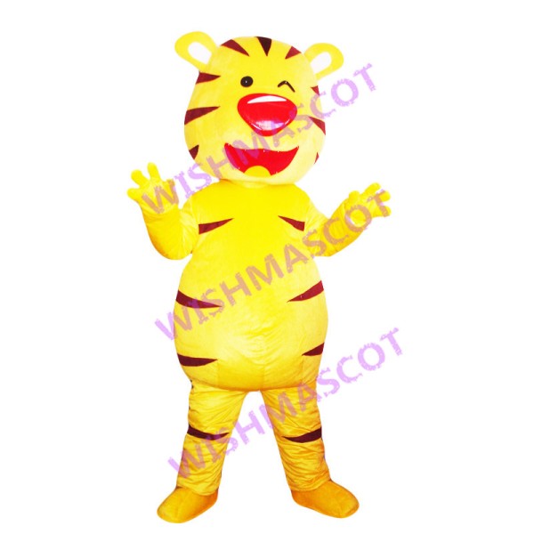 Cartoon Little Tiger With Red Nose Mascot Costume