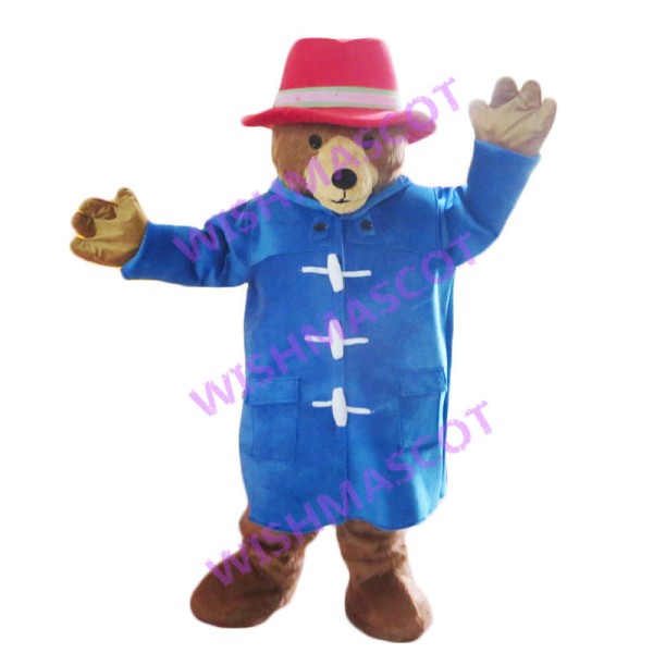 Bear In Blue Woolen Coat Mascot Costume