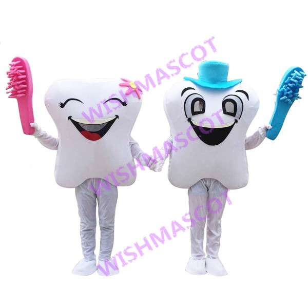 Tooth Couple Holding Brush Mascot Costume