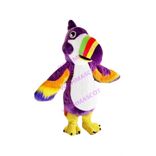 Fluffy Purple Toucan Mascot Costume