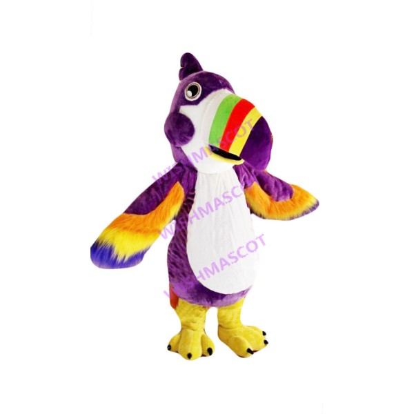 Fluffy Purple Toucan Mascot Costume