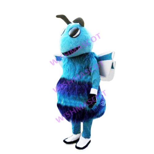 Responsible Blue Furry Bee Mascot Costume