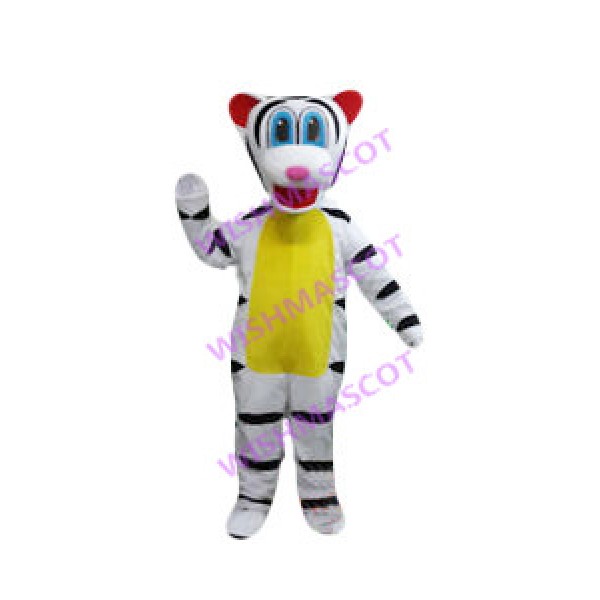 Blue Eyed Bengal White Tiger Mascot Costume