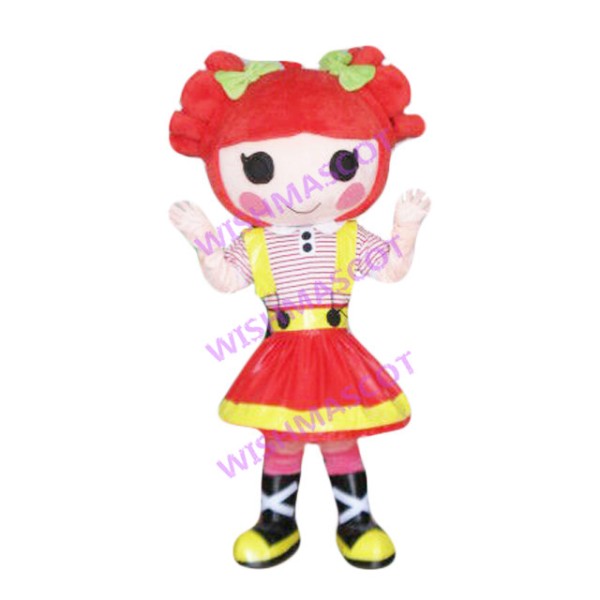 Red Hair Girl Mascot Costume In Skirt