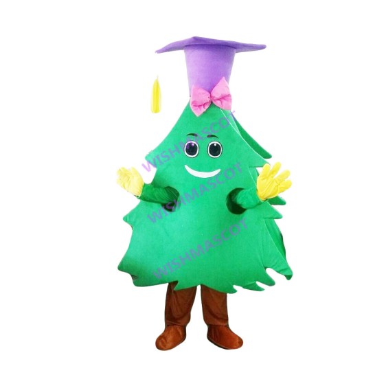 Pine Tree With College Hat Mascot Costume