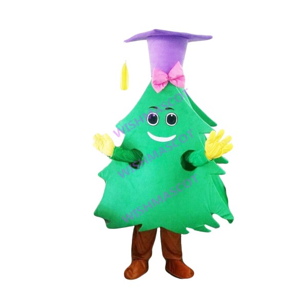 Pine Tree With College Hat Mascot Costume