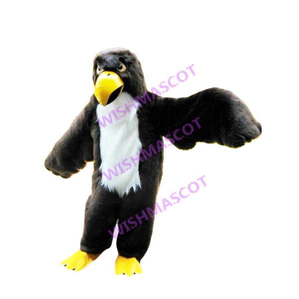 Long Fur Black Eagle Mascot Costume