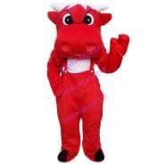 Red Bull With Nose Ring Mascot Costume