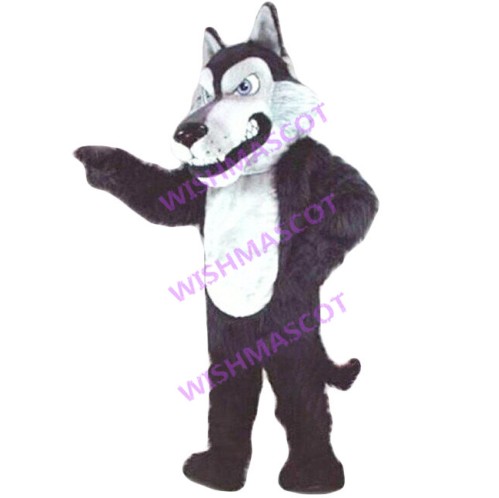 Unkind Furry Black Wolf Mascot Costume