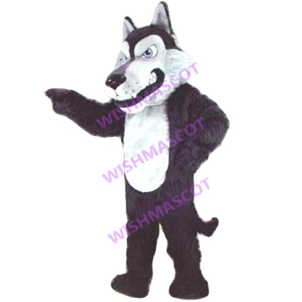 Unkind Furry Black Wolf Mascot Costume