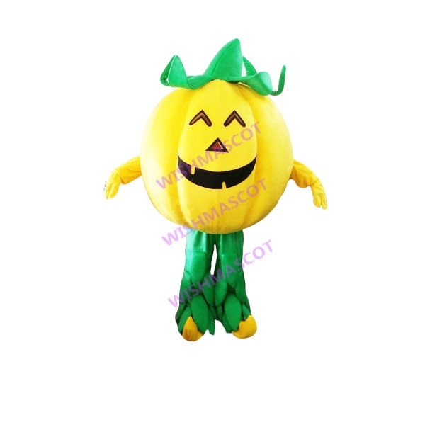 Yellow Smiley Pumpkin Mascot Costume