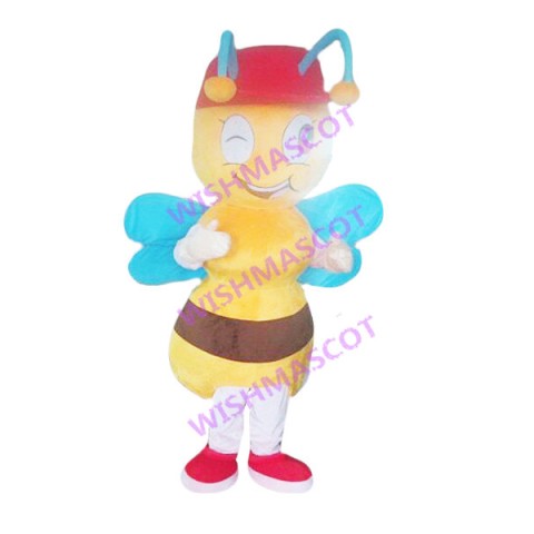 Winking Bee With Blue Wings Mascot Costume