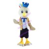 Crown Bird Wearing Khaki Suit Mascot Costume