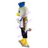 Crown Bird Wearing Khaki Suit Mascot Costume