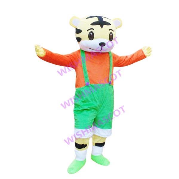 Little Tiger In Suspender Shorts Mascot Costume