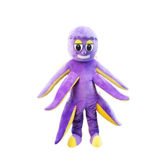 Upright Purple Octopus Mascot Costume