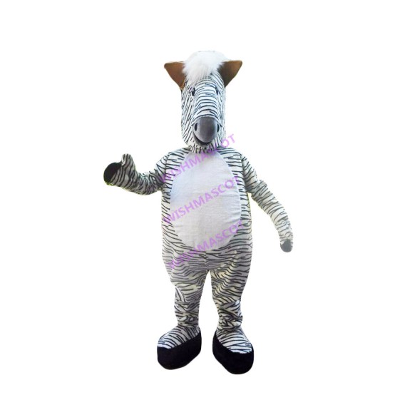Deformed Flat-headed Zebra Mascot Costume