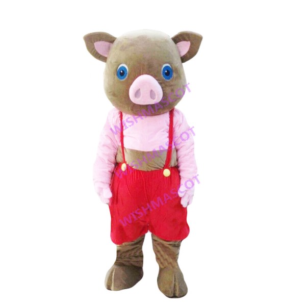Simple-minded Brown Pig Mascot Costume