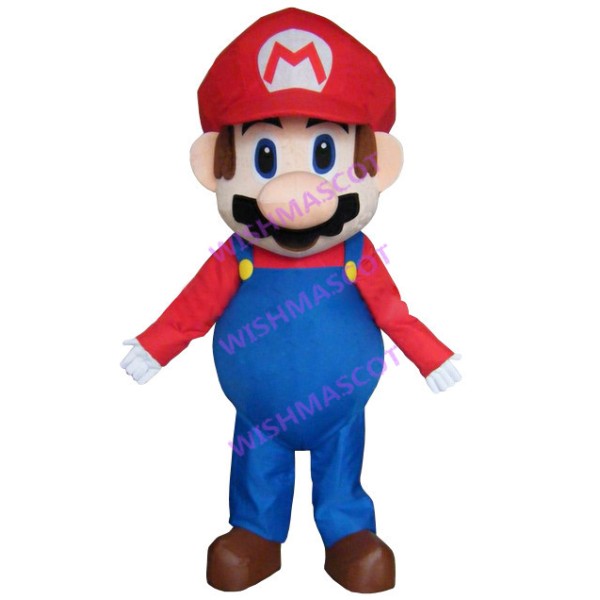 Uncle Mario In Blue Overalls Mascot Costume