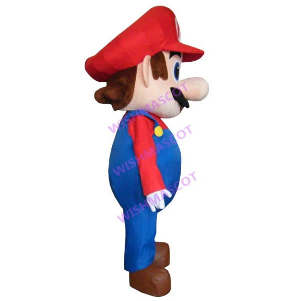 Uncle Mario In Blue Overalls Mascot Costume