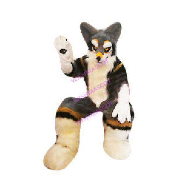 Powerful Shaggy Wild Wolf Mascot Costume