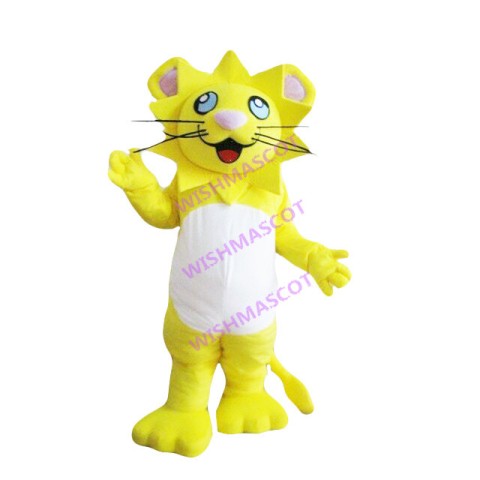 Bright Yellow Cartoon Lion Mascot Costume