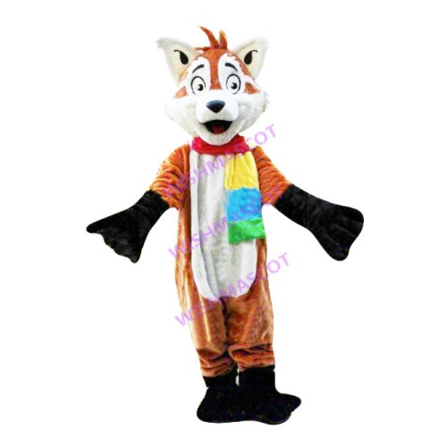Sociable Fox Mascot Costume Wearing Scarf