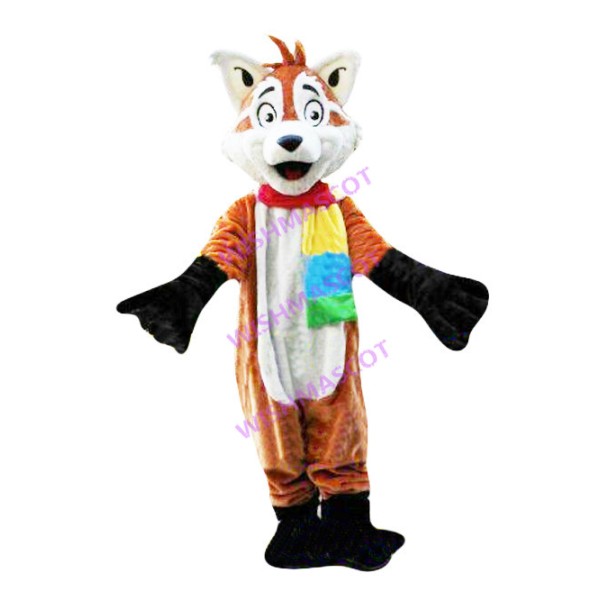 Sociable Fox Mascot Costume Wearing Scarf