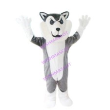 Worried Gray Wolf Mascot Costume