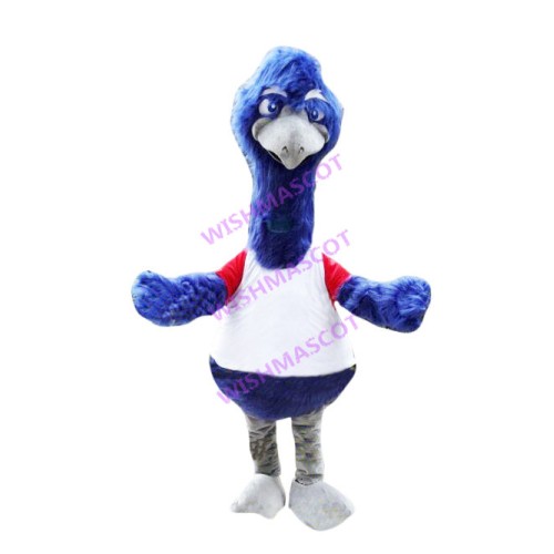 Melancholic Blue Ostrich Mascot Costume
