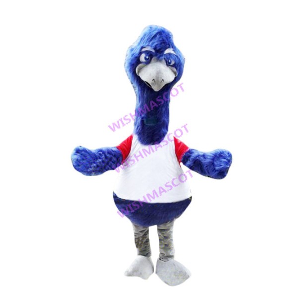 Melancholic Blue Ostrich Mascot Costume