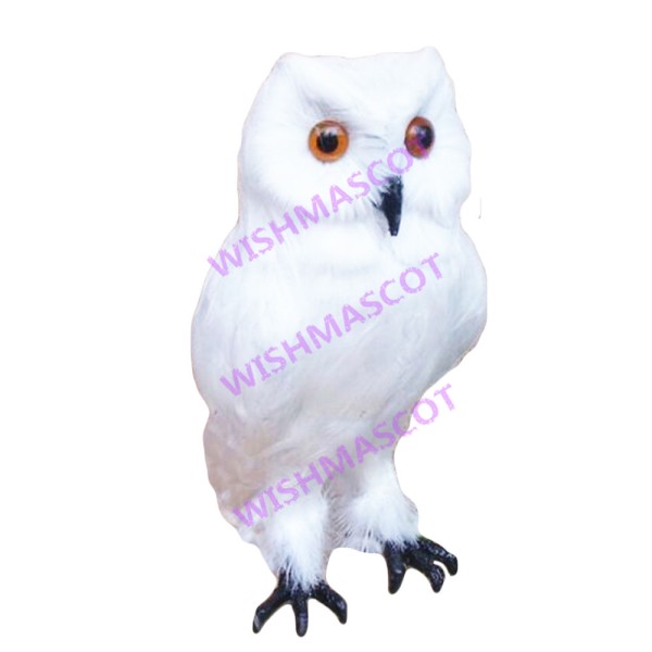 Perching White Hairy Owl Mascot Costume