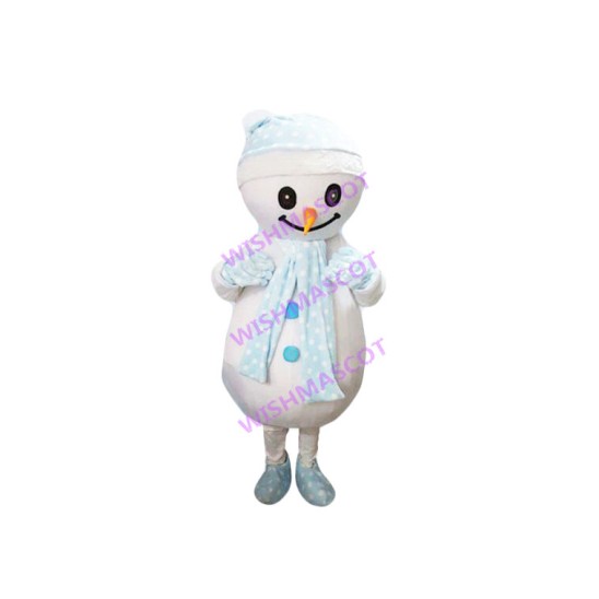 Snowman With Polka Dot Hat Mascot Costume